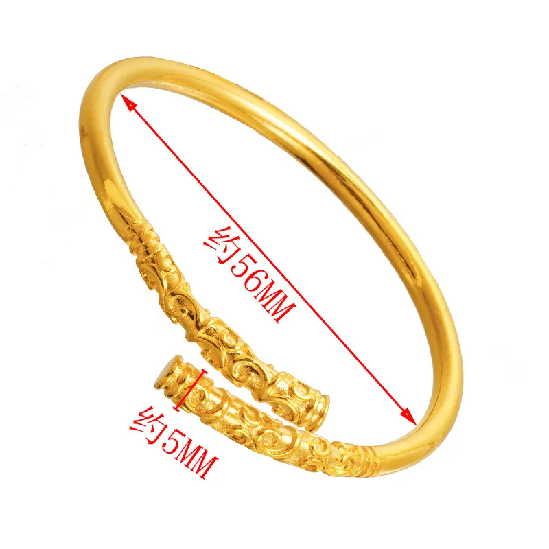 KISS&FLOWER Gold Vintage Wukong Golden Hoop Bracelet Bangle+Ring Set For Women Men Lover Couple Birthday Wedding Party Gift JS20