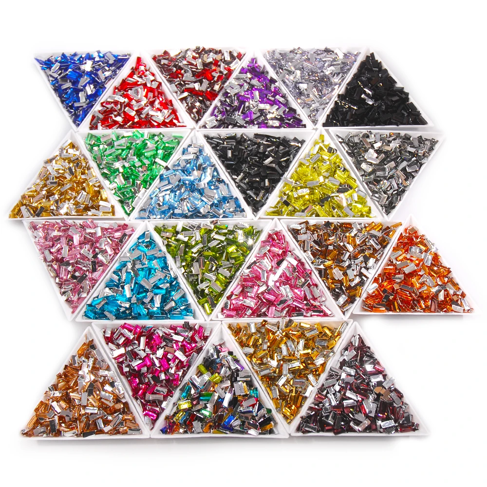 3*7MM Multicolor kształt prostokąta Flatback dżetów luźne żywica kryształ Rhinestone akcesoria 1000 sztuk/worek