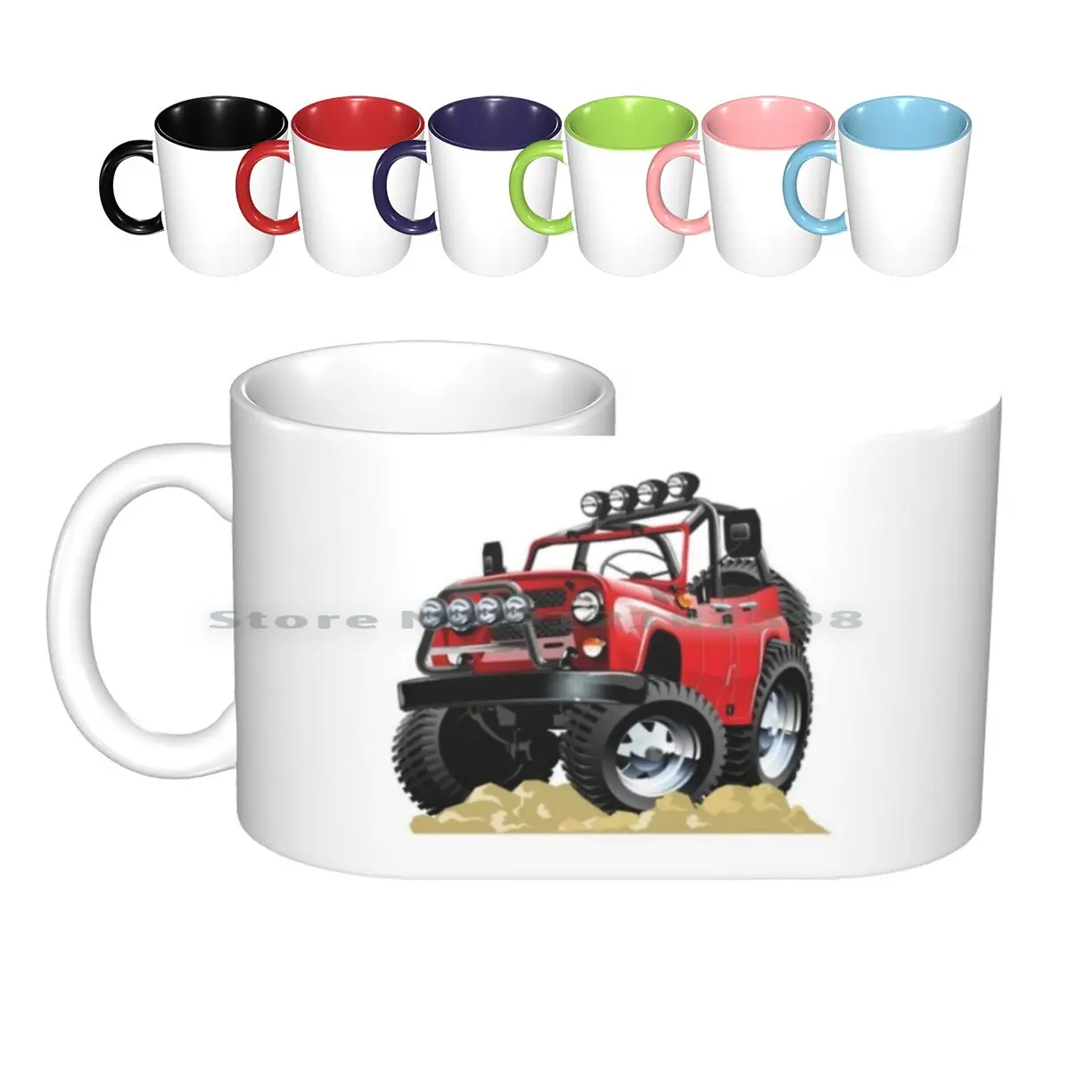 Cartoon Ceramic Mugs Coffee Cups Milk Tea Mug Transport Car Cartoon Vector 4x4 Auto Automotive Competition Cool Drive Driving