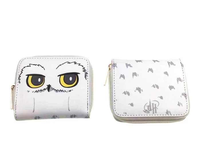 New Harried Bag Owl zippered short wallet card bag  hand bag Potters white bird college School folder Men's women'birthday gift