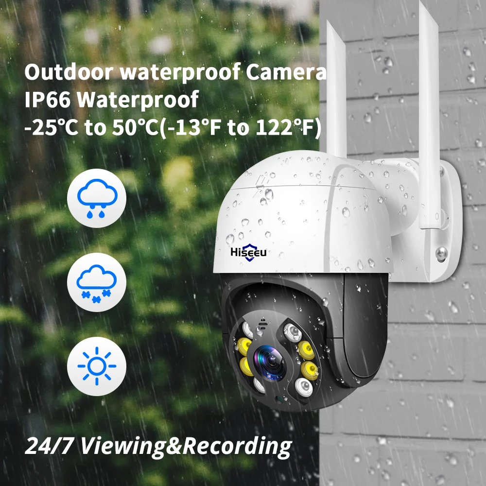 Hiseeu-cámara IP PTZ 4K para exteriores, domo de velocidad de 5MP, 1536P, 1080P, ONVIF, 5X, Zoom Digital, WIFI, videovigilancia CCTV, iCsee