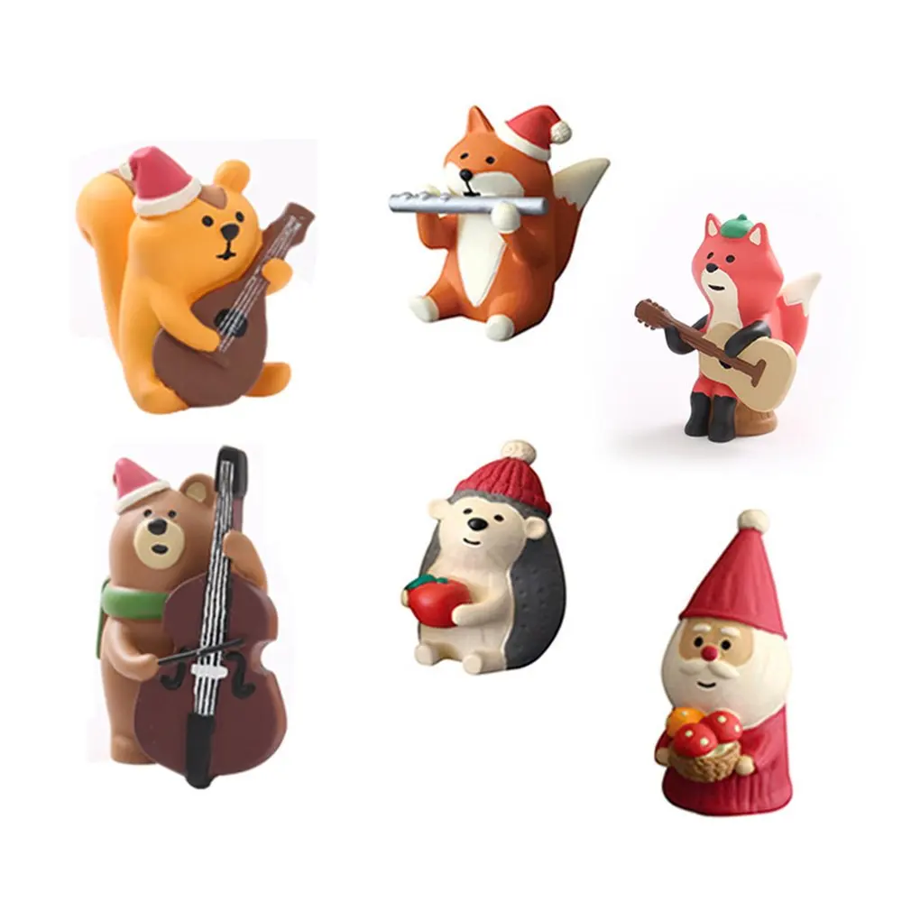 Boże narodzenie miniatury śnieg dekoracje figurki DIY miniaturowe postacie Mini żywica ozdoby świąteczne urodziny prezent dla dzieci