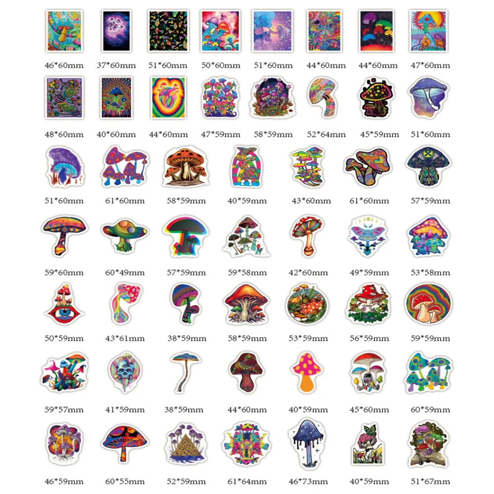 10/30/50PCS/ Psychedelic Mushroom Sticker Cartoon Sticker Skateboard Cup DIY Suitcase Notebook Guitar Graffiti Sticker Wholesale