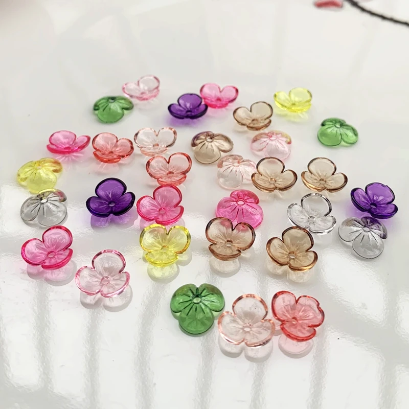 9mm clear crystal flower nail art deco accessories  nail rhinestones  nail supplies DIY decorative resin flowers 100pcs/lot