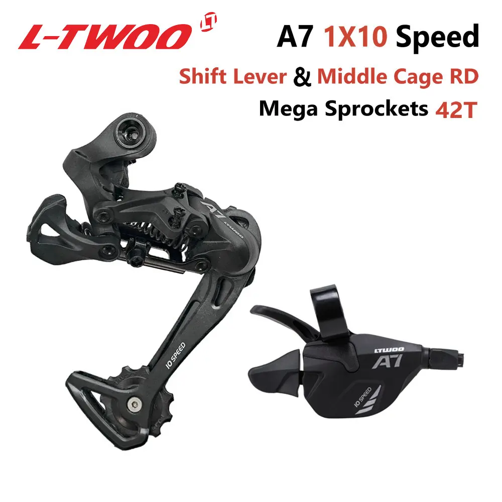 LTWOO A7 1X10s rear derailleur 10v 2X10s mid cage compatible with 11-40T and 11-42T cassette, compatible with NX, GX shifter,