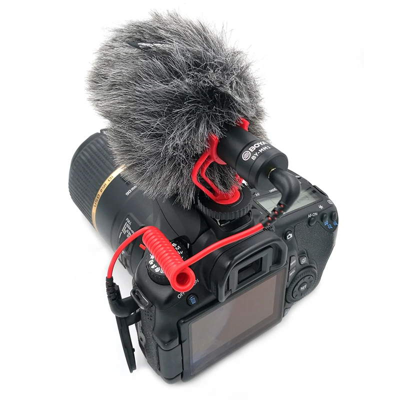 3.5mm TRS to TRS Microphone to Camera Cable Spring Coiled Red Color for RODE SC7 BOYA By VIDEOMIC GO Video Micro-type Mics