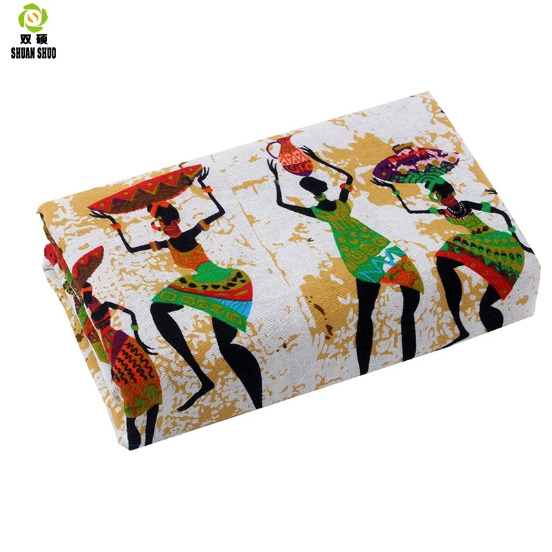 

Shuanshuo African ethnic customs Cotton Linen fabric DIY Handmade Textile Sewing Patchwork For Bags Dress Clothes 150*50CM