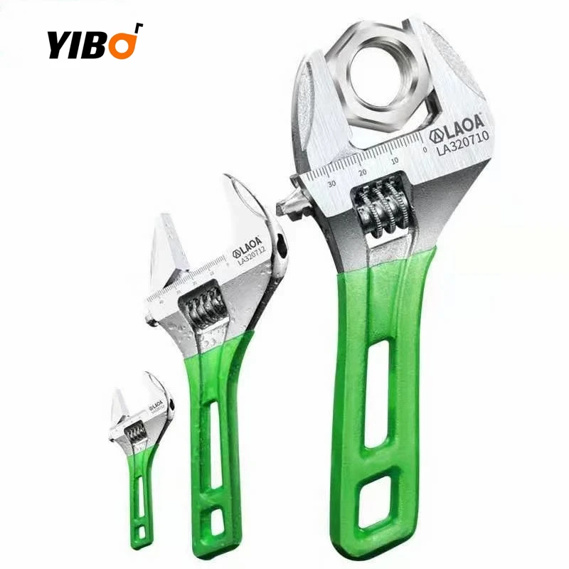 6/8/10/12inch Wrench Short Handle LAOA Adjustable Spanner Monkey Spanner HCS Material Laser Scale Rubber Wrapped