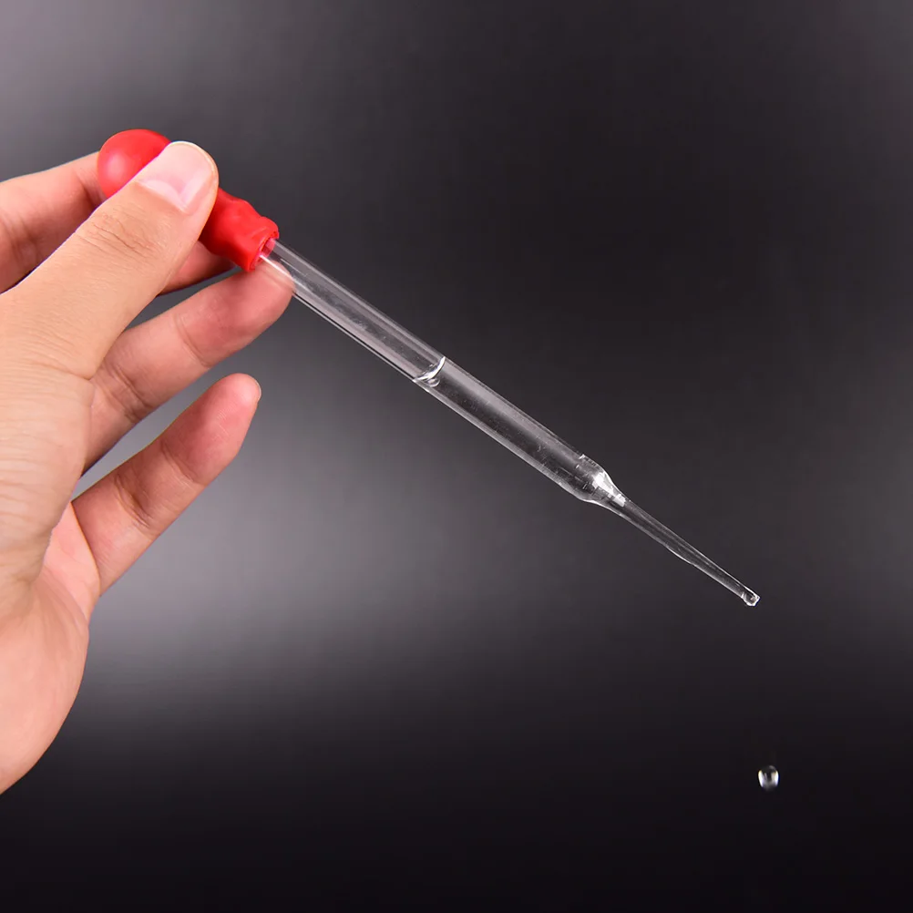 2pc/lot 9cm/10cm/12cm/15cm/20cm Durable Long Glass Experiment Medical Pipette Dropper Transfer Pipette With Red Rub Lab Supplies