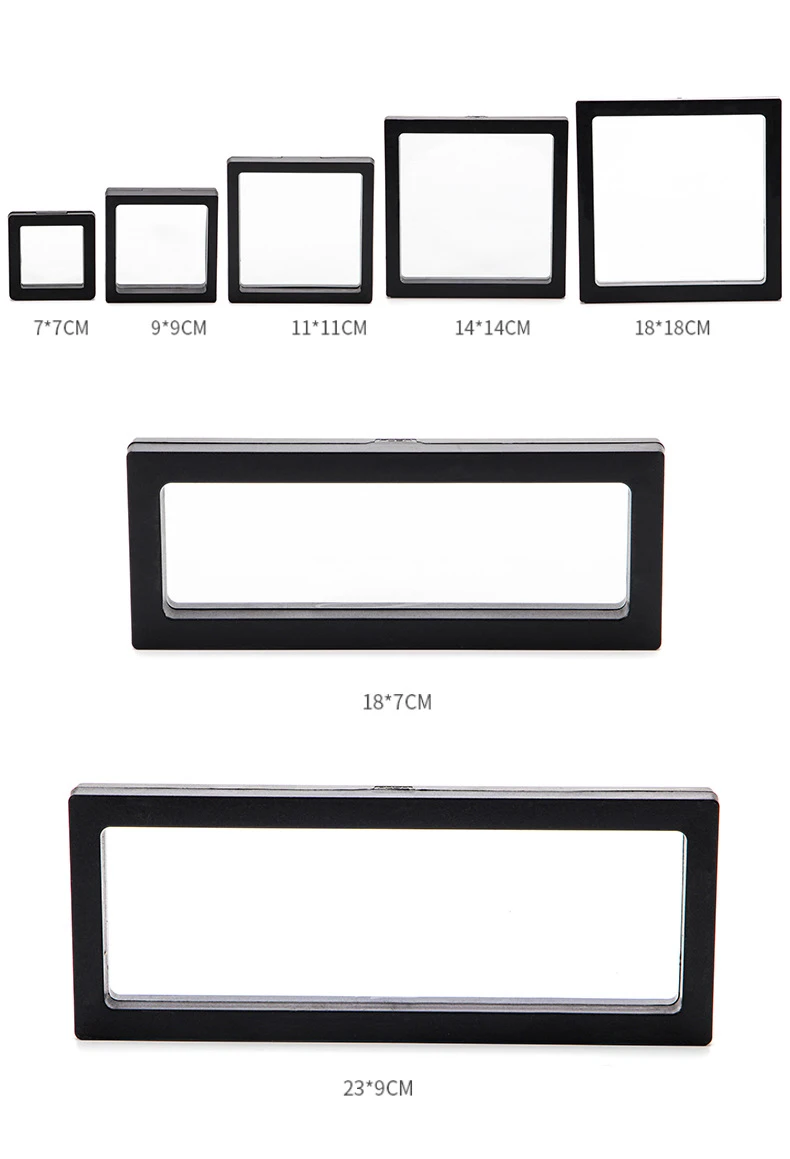 PE Film Jewelry Storage Box 3D Packaging Case Gemstone Free Stand Floating Frame Membrane Ring Earrings Necklace Display Holder