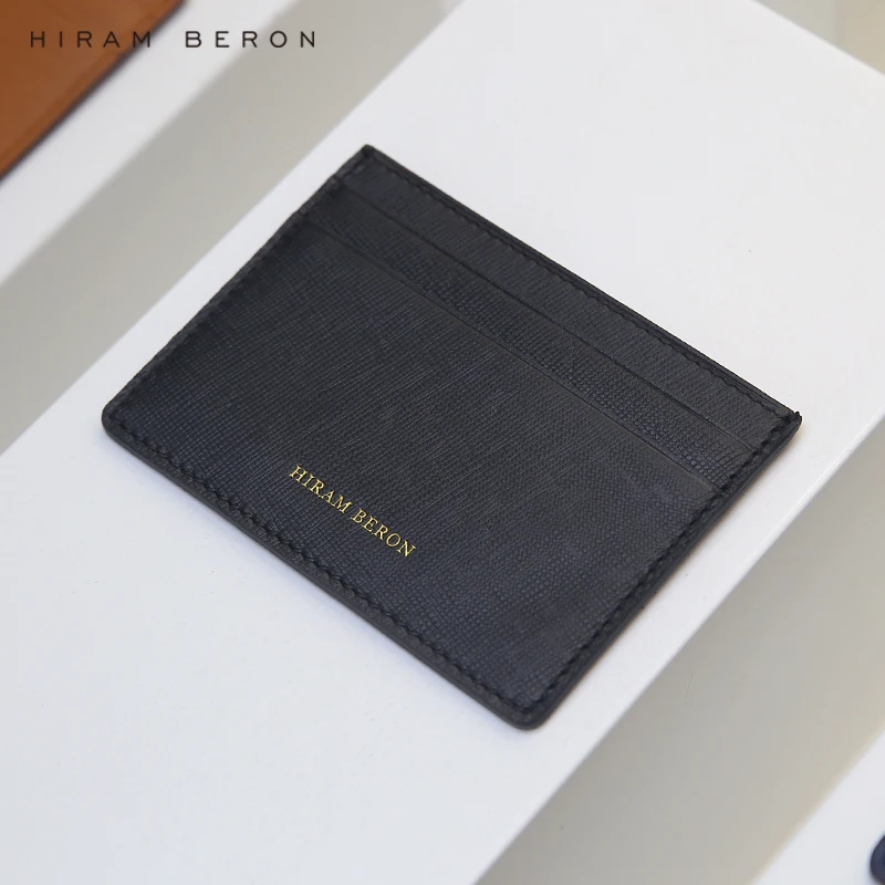 Hiram Beron Personalizes Gift for Men Saffiano Leather from Italy Pocket Wallet Luxury Brand Mini Case Dropship