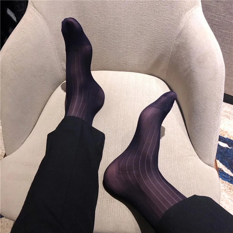 Men\'s Socks Business Dress Socks Sexy Male Formal Dress Sheer Socks Business Men Daily Wearing Ultra-thin Sexy Black Sheer Socks