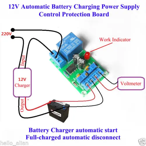 12V Automatic Battery Charging Controller Power Supply Module Protection Relay Control Board Full-charged Automatic Disconnect