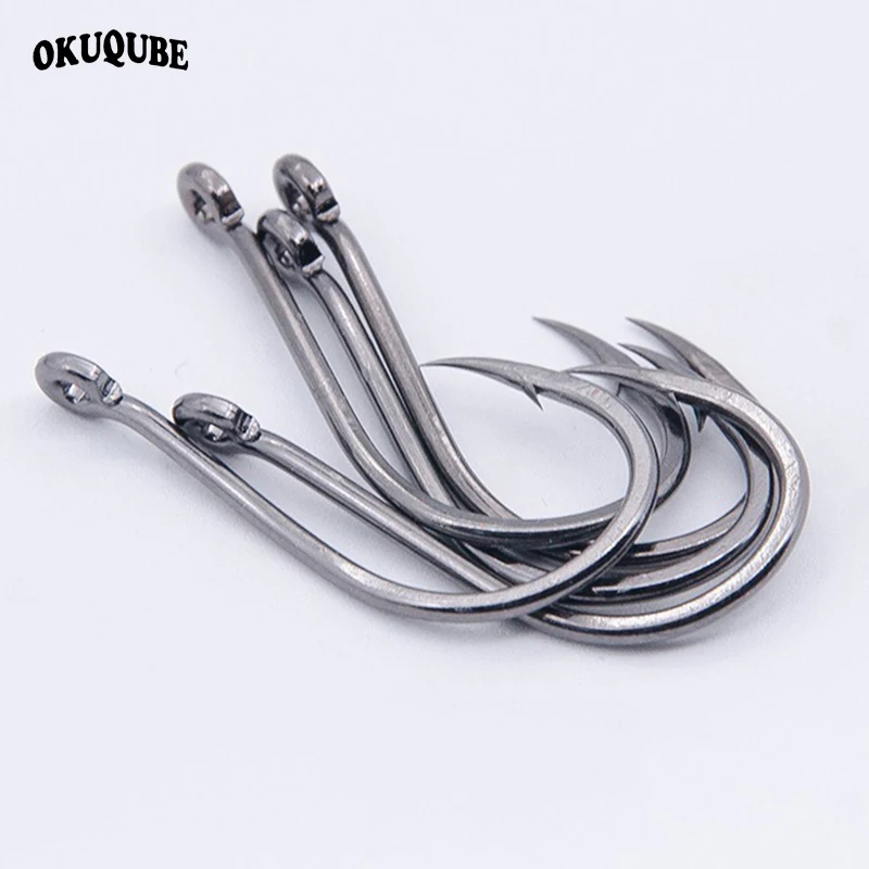 50pcs/lot Fishing Hooks Coating High Carbon Stainless Steel Barbed Sharped Circle Fish Hooks for fishing Octopus Carp Bass