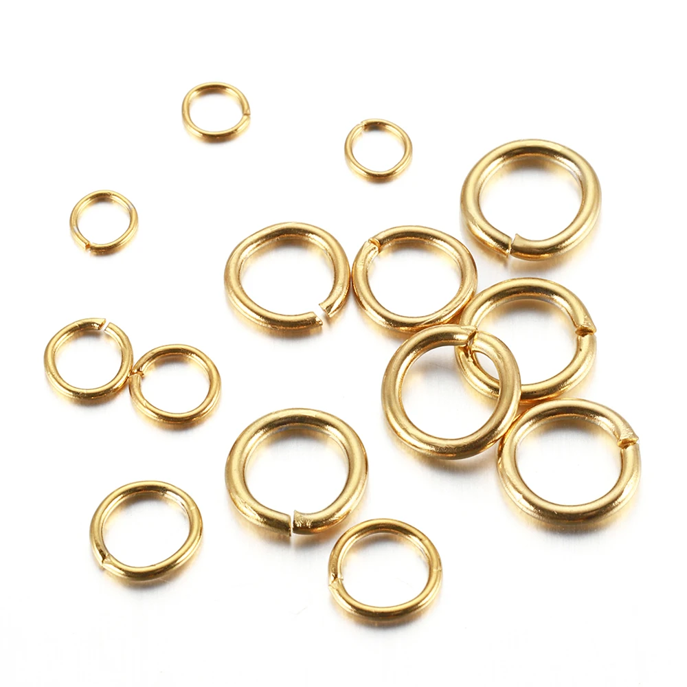 200 stücke 100 stücke Edelstahl Jump Ring 3-15mm Gold Überzogene Split Ringe für Schmuck Machen Kette stecker DIY Zubehör