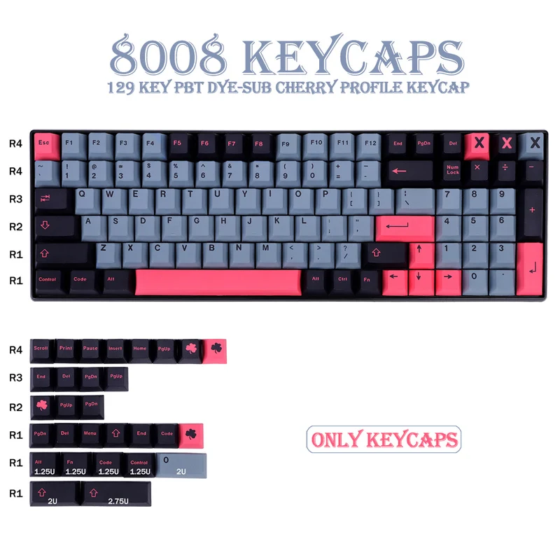 

GMK 8008 PBT Keycaps Cherry Profile Mechanical Keyboard Sublimation Key Cap 129 Keys