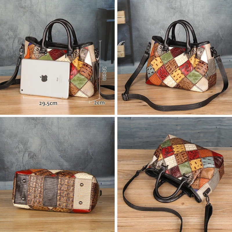 2023 New Genuine Leather Women Handbag Vintage Multi-color Casual Tote Luxury Fashion Sholder/Crossbody Bags For Lady Travel Bag