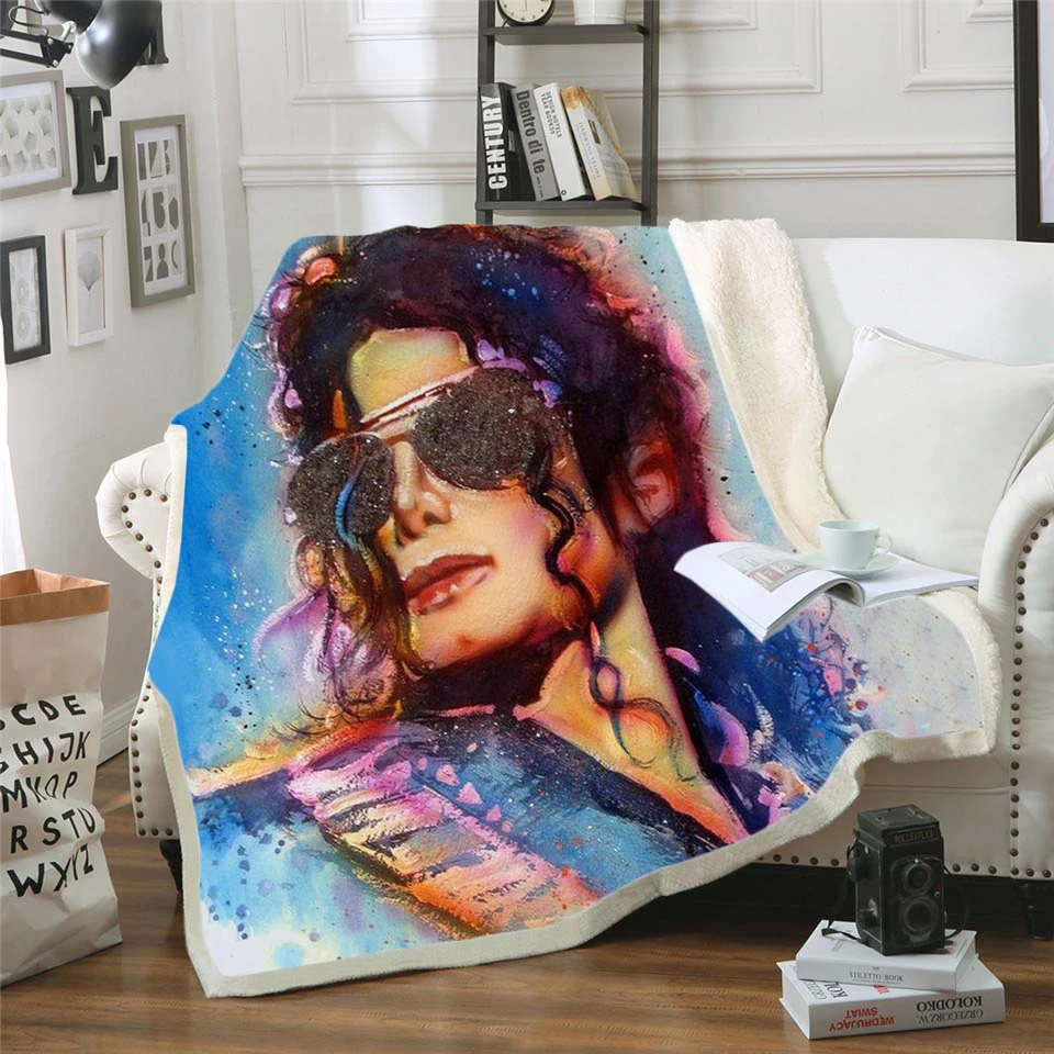 Michael Jackson 3d printed fleece blanket for Beds Hiking Picnic Thick Quilt Fashionable Bedspread Sherpa Throw Blanket style-5