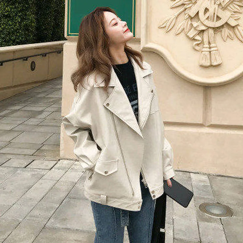 Women\'s Winter Sheepskin Coat Plush Genuine Leather Motorcycle Jackets Coat Autumn Loose Locomotive Short Women Jacket Coats