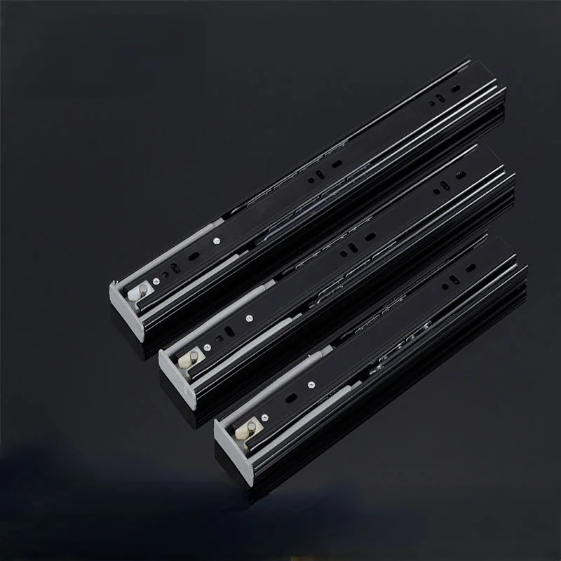 

2pcs Iron buffer damping rail three section drawer track wardrobe mute slide rail hardware accessories