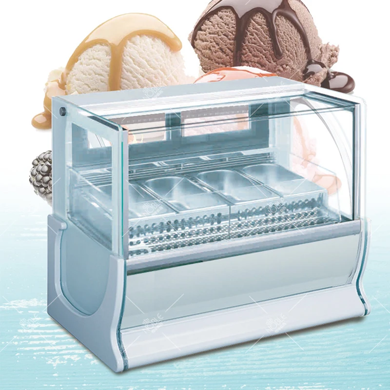 

Commercial Desktop Curved Ice Cream Display Cabinet Ice Porridge Freezer New 6 Barrel Hard Ice Cream Display Cabinet 850W