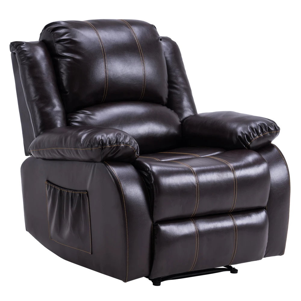 

Electric Lift Function Recliner Massage Chair Dual Motor Dark Brown Comfortable&Durable Fabric PU Easy Adjustment[US-Stock]