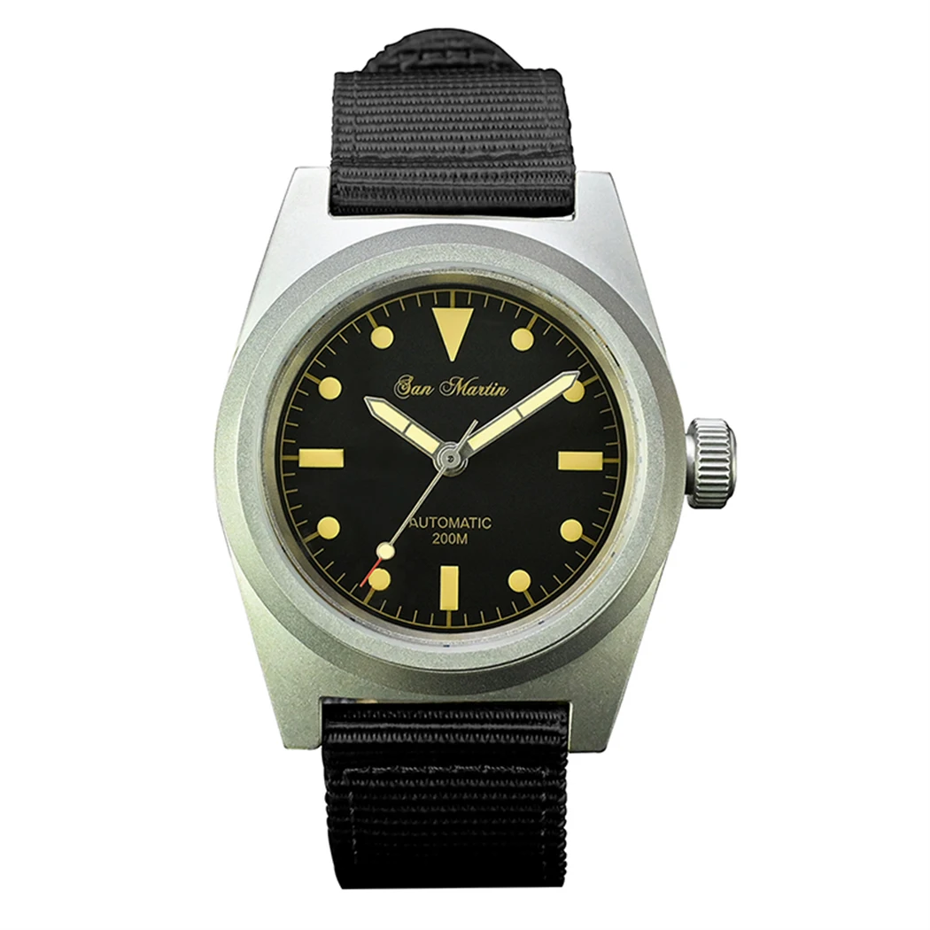 

San Martin Mens Automatic Watches Men Pilot Watch Sport Mechanical Wristwatch 200M Waterproof Luminous Sapphire Nylon Strap NH35