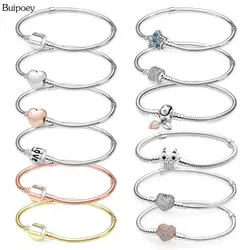 Buipoey High Quality Snake Bone Bracelets For Women Men Silver Color Bracelet Fit Brands Beads Charm Diy Handmade Bangle Jewelry