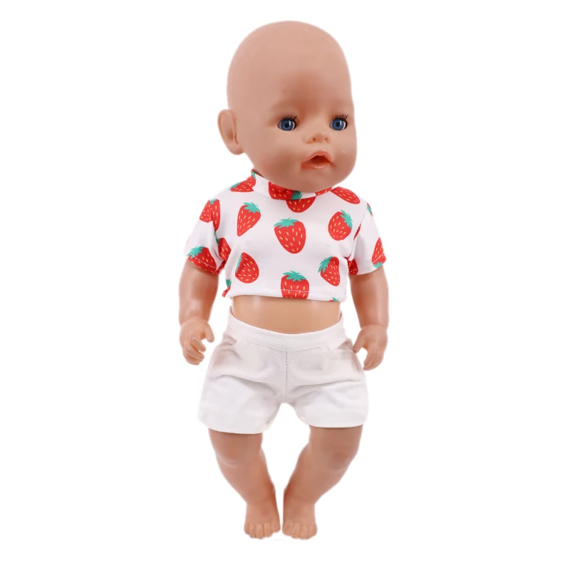 Reborn Doll Clothes Pure cotton Two-piece Top and Shorts Lace Cute Swimsuit Fit 18Inch American Doll,43cm New Born Baby Boy Doll