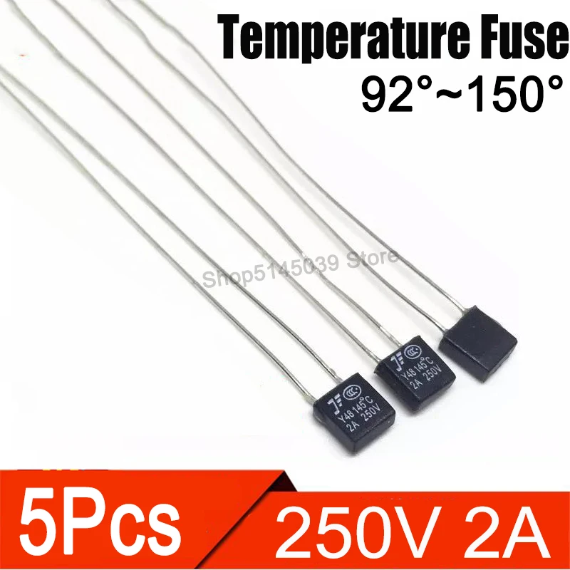 5Pcs/lot Black Square Fan Motor 2A 250V Thermal fuse LED Fues 92 95 105 110 115 120 125 130 135 140 145 150 degree Thermal fuse