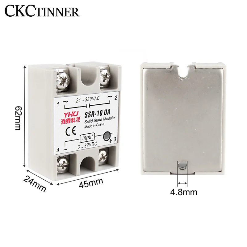 SSR-10DA SSR-25DA SSR-40DA 3-32VDC Input 24-380VAC Output DC To AC Single Phase Solid State Relay White Shell