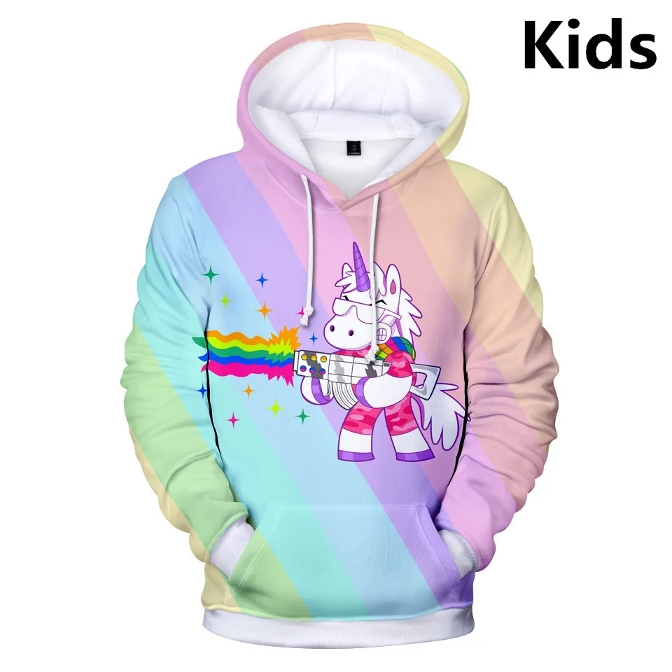 

3 To 14 Years Kids Hoodies Painted Unicorn Horse Animal Hoodie Sweatshirt Boys Girls Anime Cartoon Jacket Coat Children Clothes