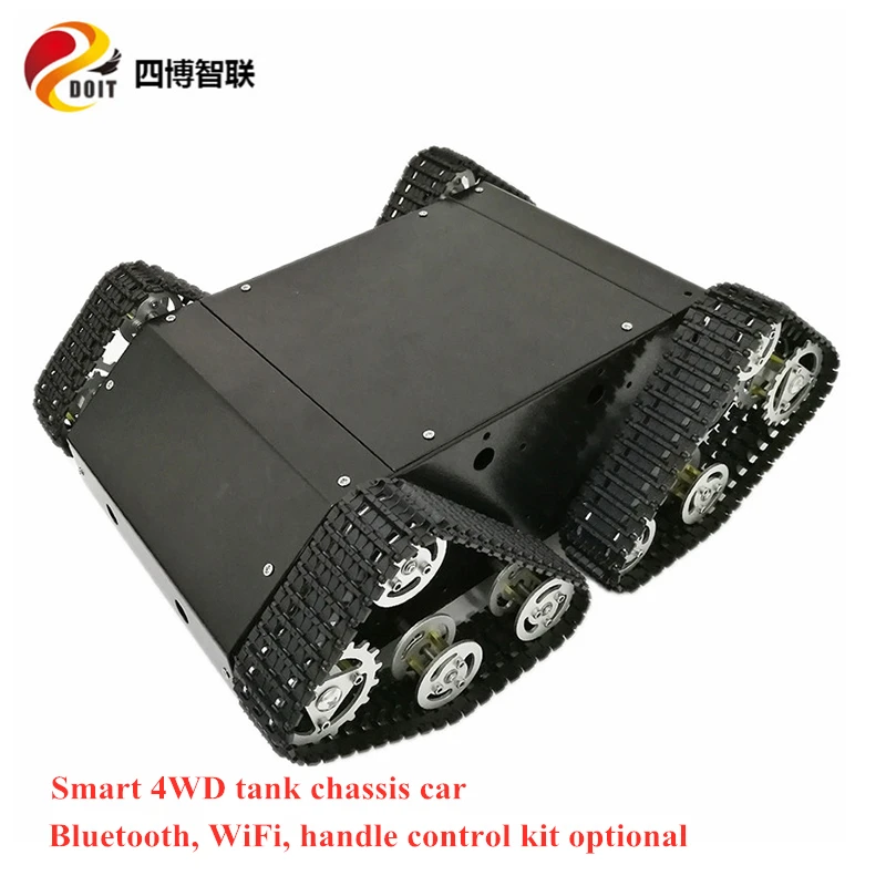 SZDOIT Metal VT100 4WD Smart Robot Tank Car Chassis with Control Kit, Shock Absorbing Crawler Robotic Platform High Torque Motor