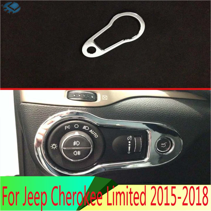 For Jeep Cherokee Limited 2015-2018 ABS Chrome Car Interior Headlight Lamp Switch Decoration Frame Trim