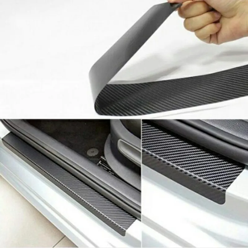 4pcs 3D Carbon Fiber Car Door Sill Protector Stickers For Cadillac ATS BLS CTS XT4 XT5 ATSL XTS STS SRX Escalade