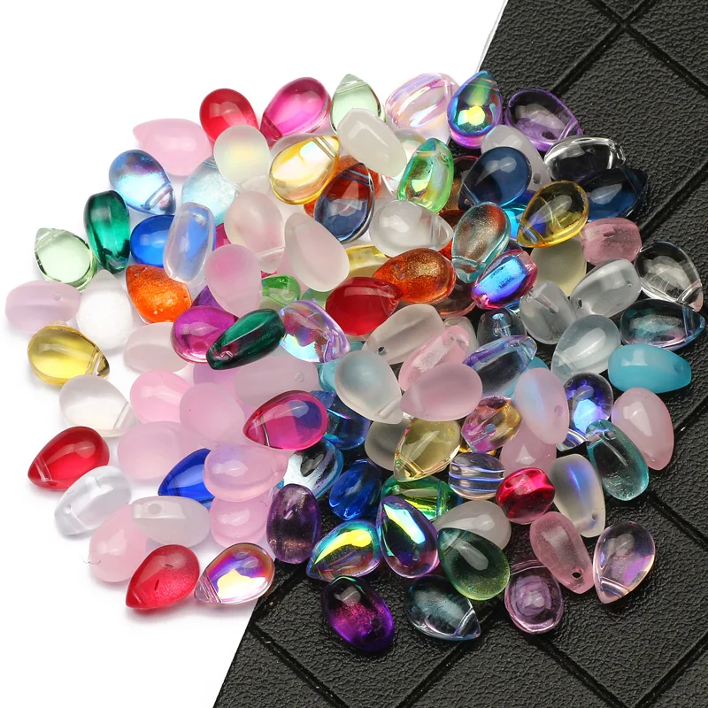 Transparent AB Colorful Water Drop Shape Crystal Beads Czech Glass Loose Beads For DIY Jewelry Making Handicrafts Accessories