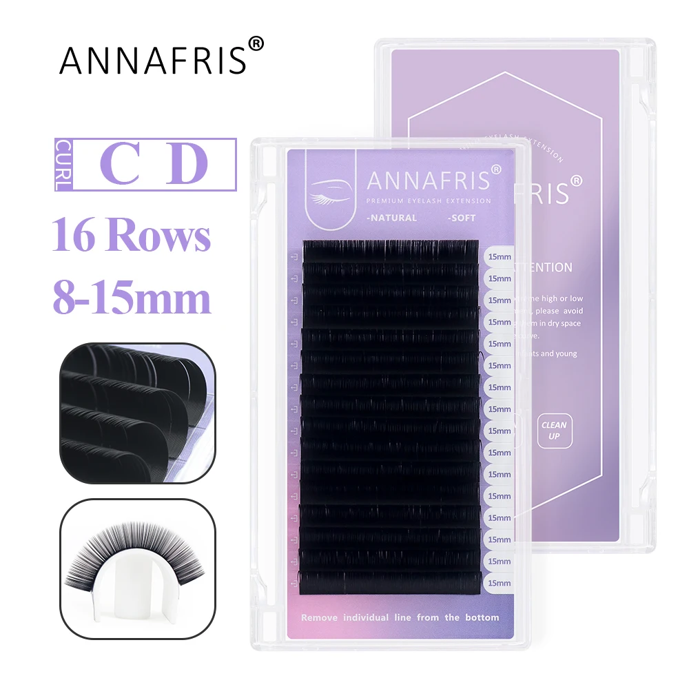 ANNAFRIS 16Rows C D DD Curl Individual Faux Mink Matte Eyelashes Extension Natural Soft Premium Classic Volume Lashes Maquiagem