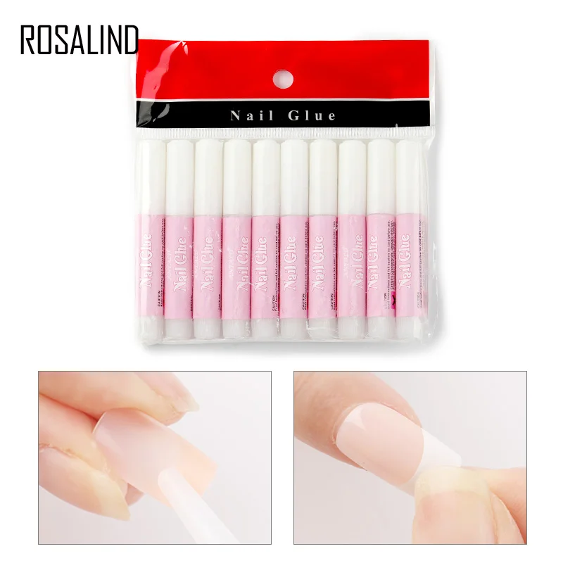 

ROSALIND 10PCS Nail Glue Rhinestones False Nails Supplies For Professionals Kit Acrylic Gule Art Decorateions Gel Liquid Glue 2g