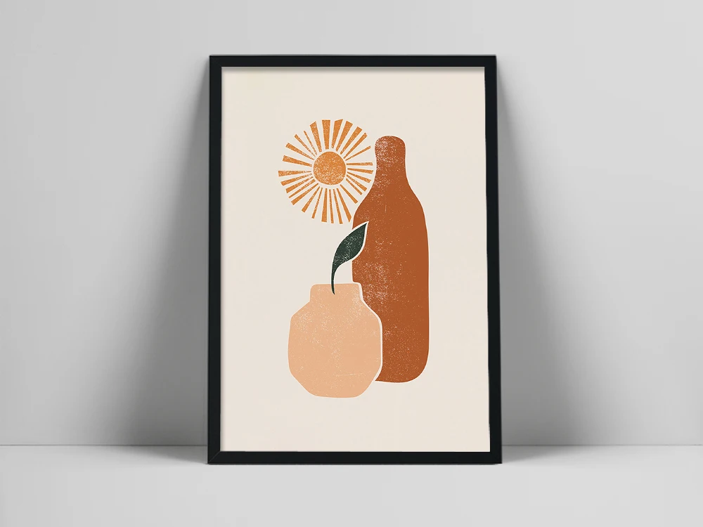 Sun Still Life Art Print | Minimal Terra Poster | Terracotta Wall Art | Greek Vase Wall Print | Abstract Terra Art oman Warm Col