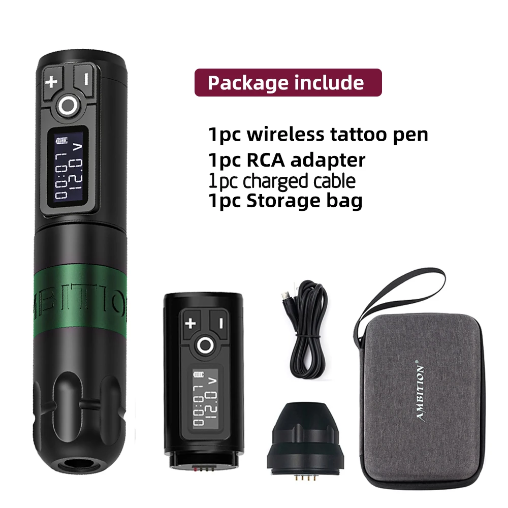 Ambitie Soldaat Draadloze Tattoo Machine Roterende Batterij Pen 2400mAh LED Digitaal Display Voor Body Art Met Draagbare Power Pack