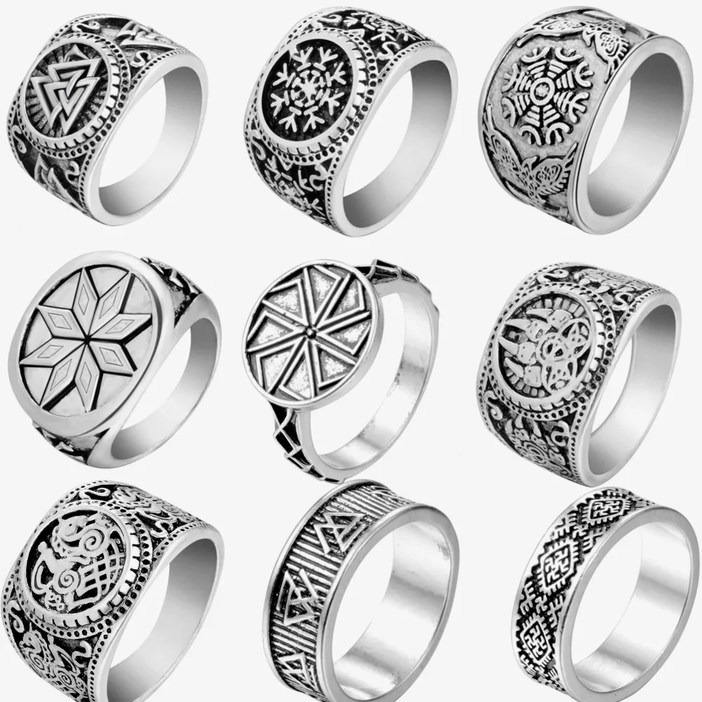 Slavic Kolovrat Symbol Norse Valknut Compass Amulet Viking Ring For Women Men Wicca Witchcraft