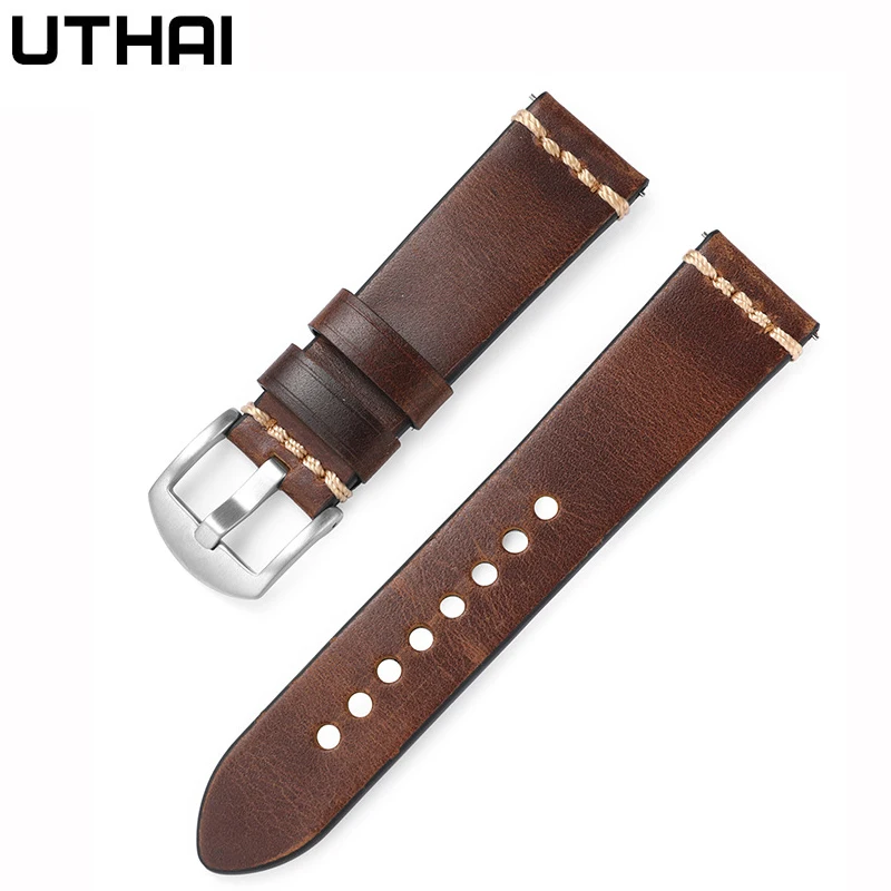 Watch Strap Oil Wax Retro Cowhide Strap 20mm22mm For Samsung Watch For Huawei Watch Watchband UTHAI Z75