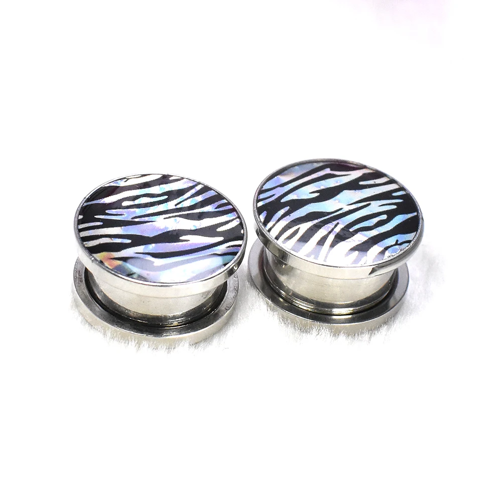 Sexy Tiger Stripes Design Ear Gauges Tunnels and Plug Stainless Steel Ear Expander Studs Stretching Body Piercing Jewelry 6-30mm