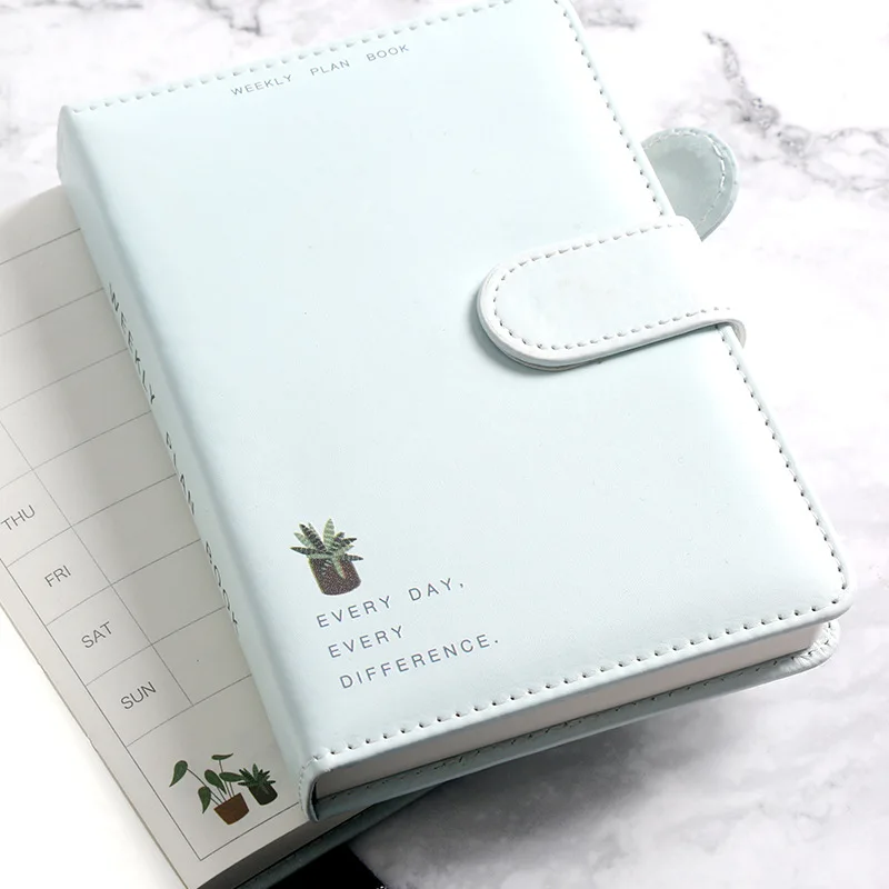 2025 Cute Solid color Magnetic buckle design 365 Day Weekly plan Diary Planner Notebooks A6 Journal School Supplies Stationery