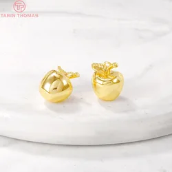(1356)6PCS 8x10MM Hole 1MM 24K Gold Color Brass Apples Charm Pendants for DIY Jewelry Making Findings Accessories