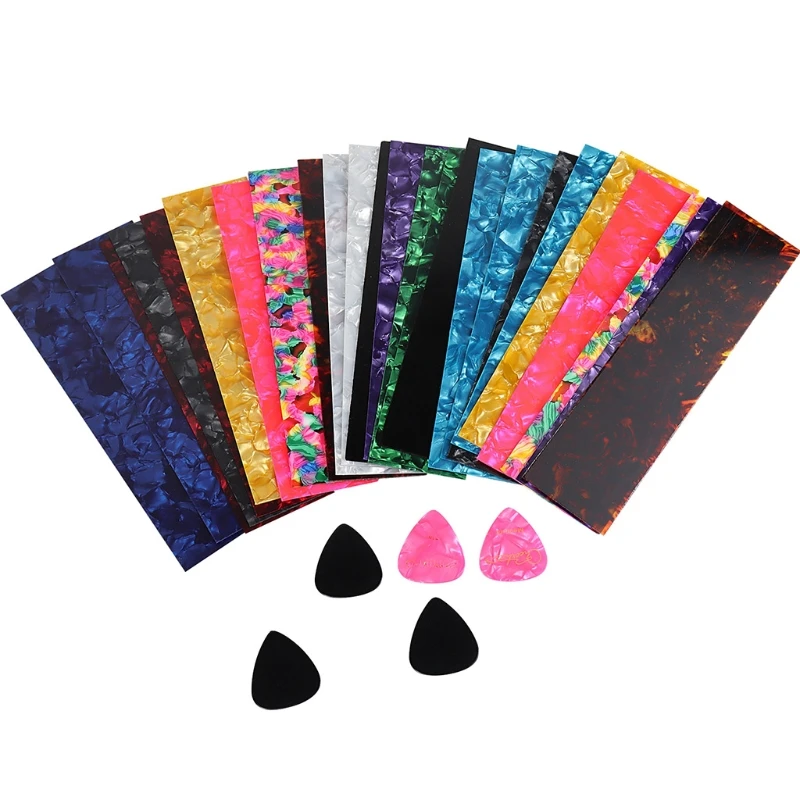 25Pcs DIY Guitar Pick Sheets Light Heavy Celluloid Guitar Pick Strips Thin Acoustic Accessories