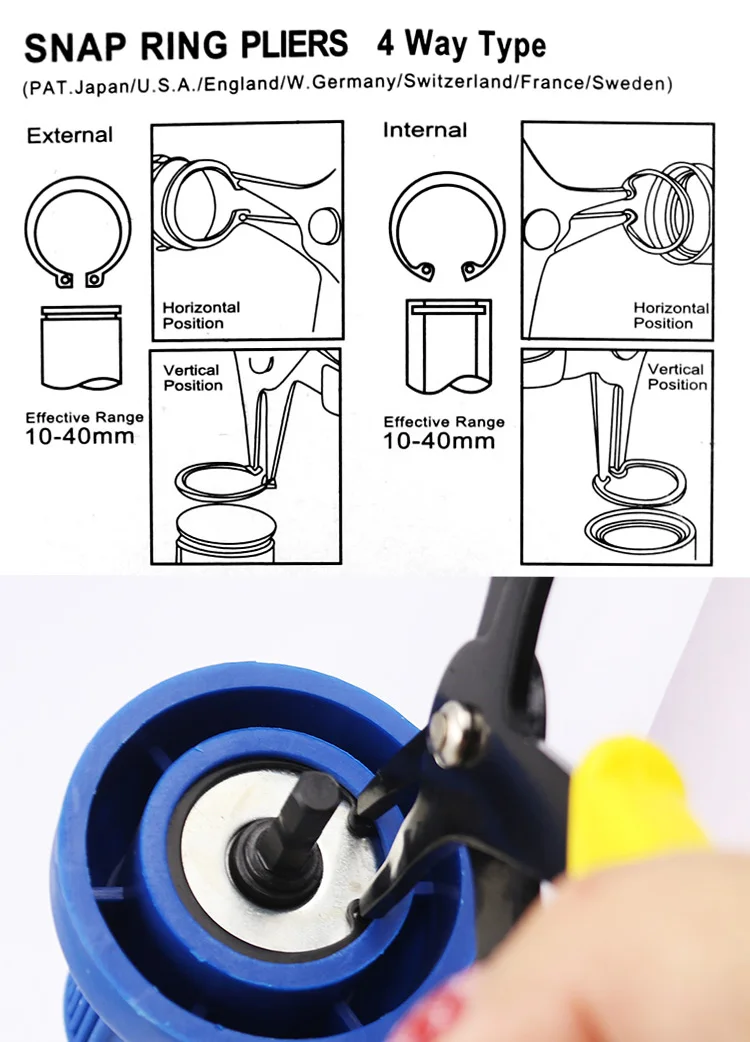 2 in 1 Snap Ring Zange 4 Way Typ Sicherungsringzange Multifunktionale Hand Werkzeug – Detail 2