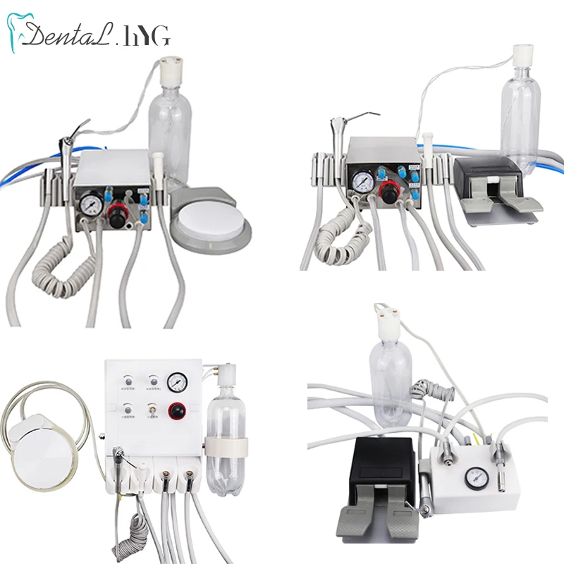 Portable Dental Turbine Unit Air Control 3 Way Syringe Handpiece Tubing Foot Switch Dental Equipments Work With Air Compressor