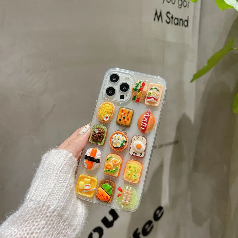 3D Cute Food Sushi Cartoon Case for Iphone 11 12pro 13 Promax Xsmax 8 Plus Soft Transparent Silicone Anti Fall Protective Cover