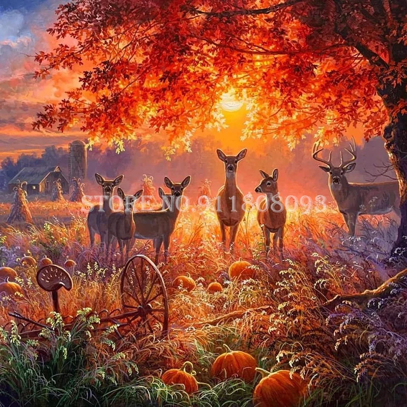 Sunset Deer Diamond Painting 5D Full Square/Round Mosaic Paint With Diamonds Embroidery Cross Stitch Kits Rhinestone Home Decor